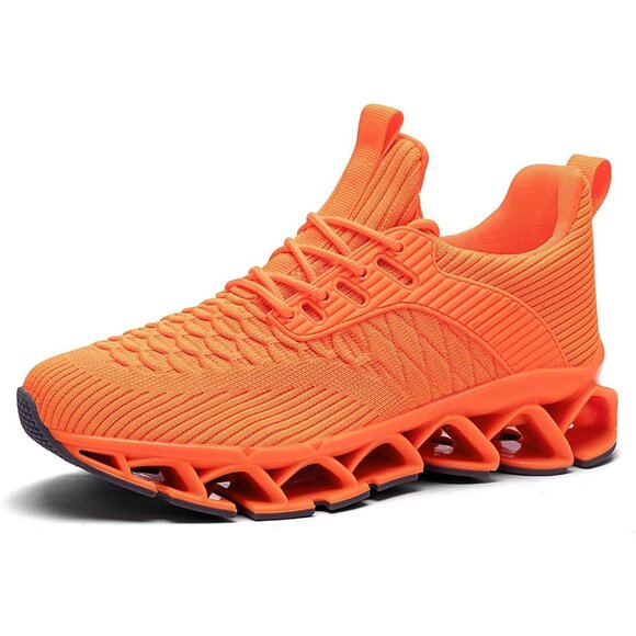 Men's Orange Casual Fashion Comfortable Non Slip Sport Trainer Athletic Shoes - Picture 3 of 7